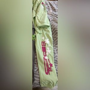 Sp5der pastel green sweatsuit